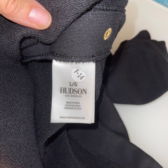 Hudson Womens Sweater Dress Black Size Large Off The Shoulder Snap Side Cotton - Picture 9 of 14